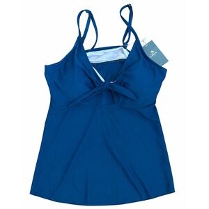 Eomenie Blue Tankini Top Medium Tie Front Adjustable Straps NWT